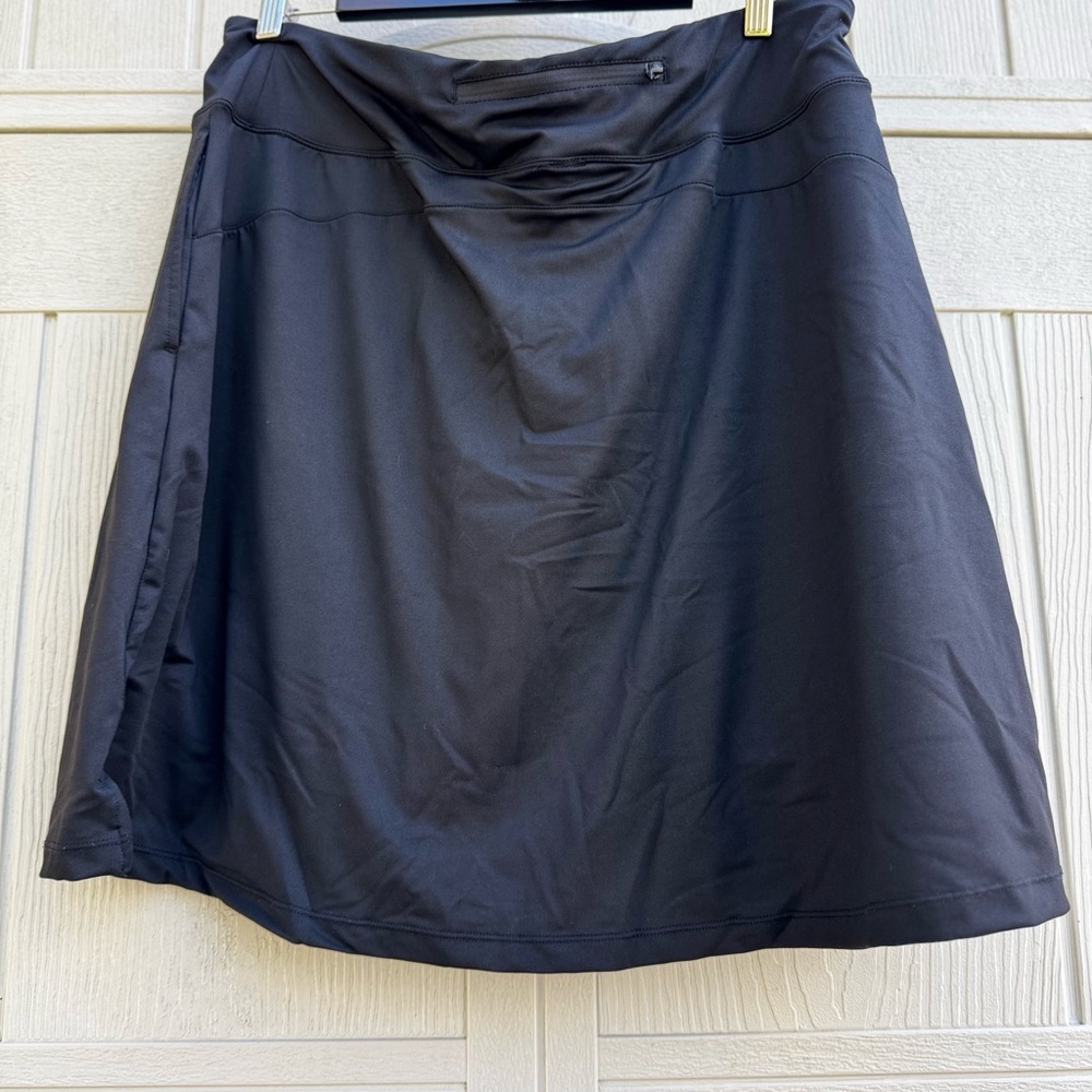 Black Skort Knee Length Tennis Golf Pickleball Sports High Waisted Zipper Pocket - Picture 2 of 7